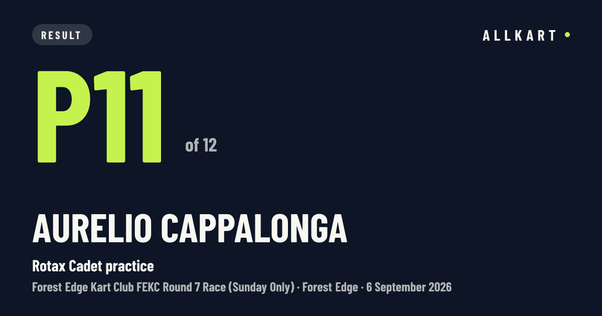 Aurelio Cappalonga: P11 of 12 in Rotax Cadet practice at Forest Edge