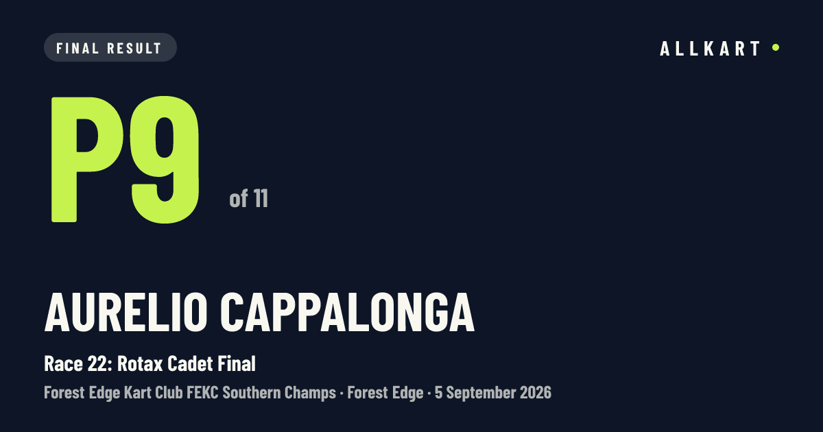 Aurelio Cappalonga: P9 of 11 in Race 22: Rotax Cadet Final at Forest Edge