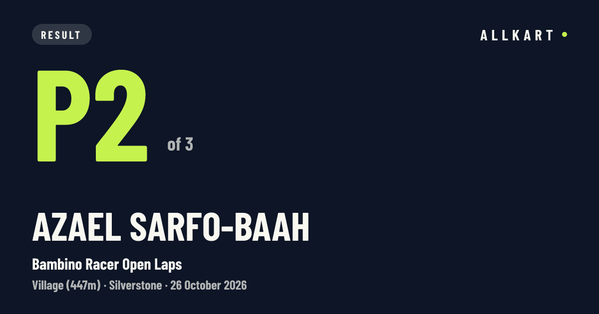 Azael Sarfo-Baah: P2 of 3 in Bambino Racer Open Laps at Silverstone