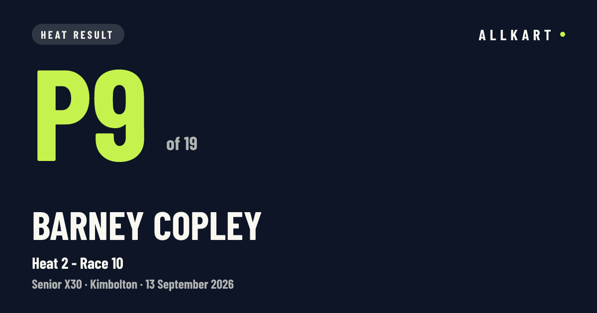 Barney COPLEY: P9 of 19 in Heat 2 - Race 10 at Kimbolton