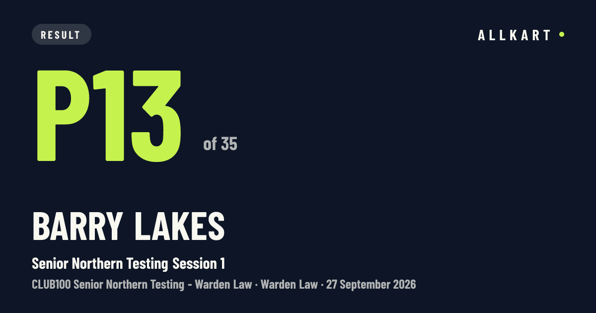 Barry Lakes: P13 of 35 in Senior Northern Testing Session 1 at Warden Law