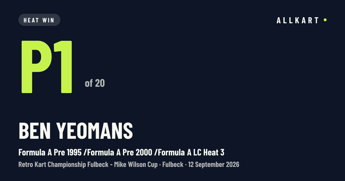 Ben Yeomans: P1 of 20 in Formula A Pre 1995 /Formula A Pre 2000 /Formula A LC Heat 3 at Fulbeck