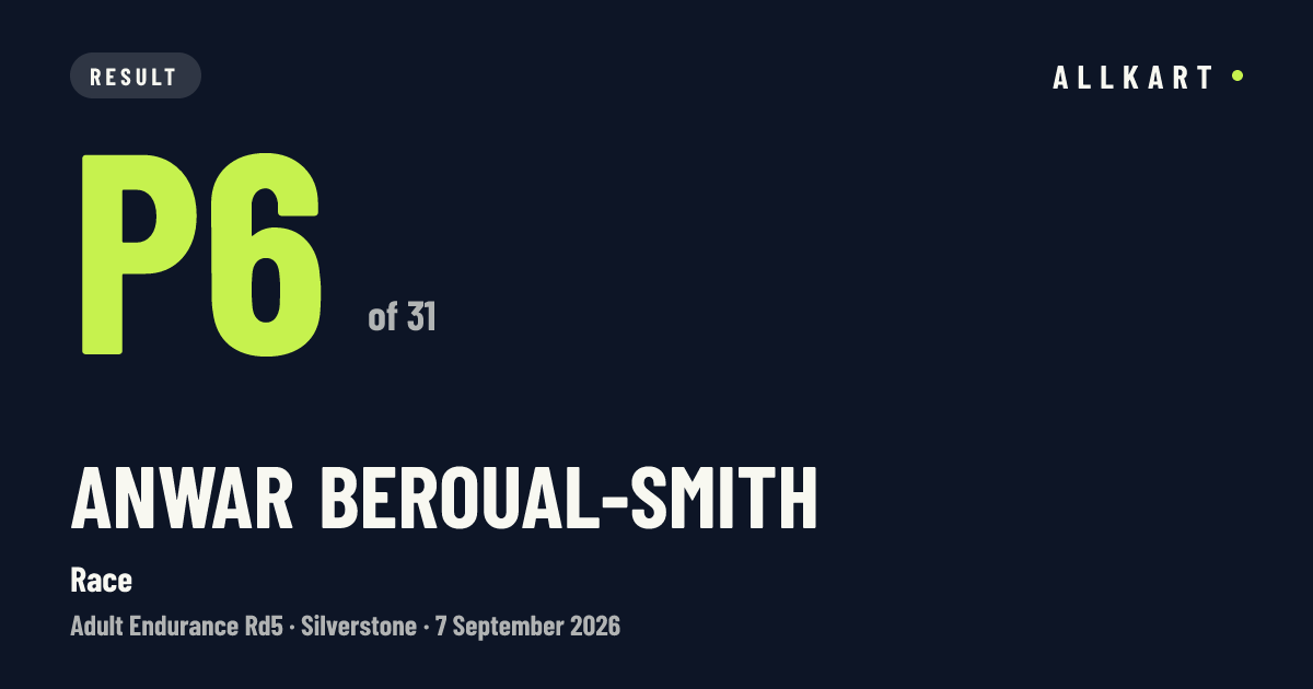 Anwar Beroual-Smith: P6 of 31 in Race at Silverstone