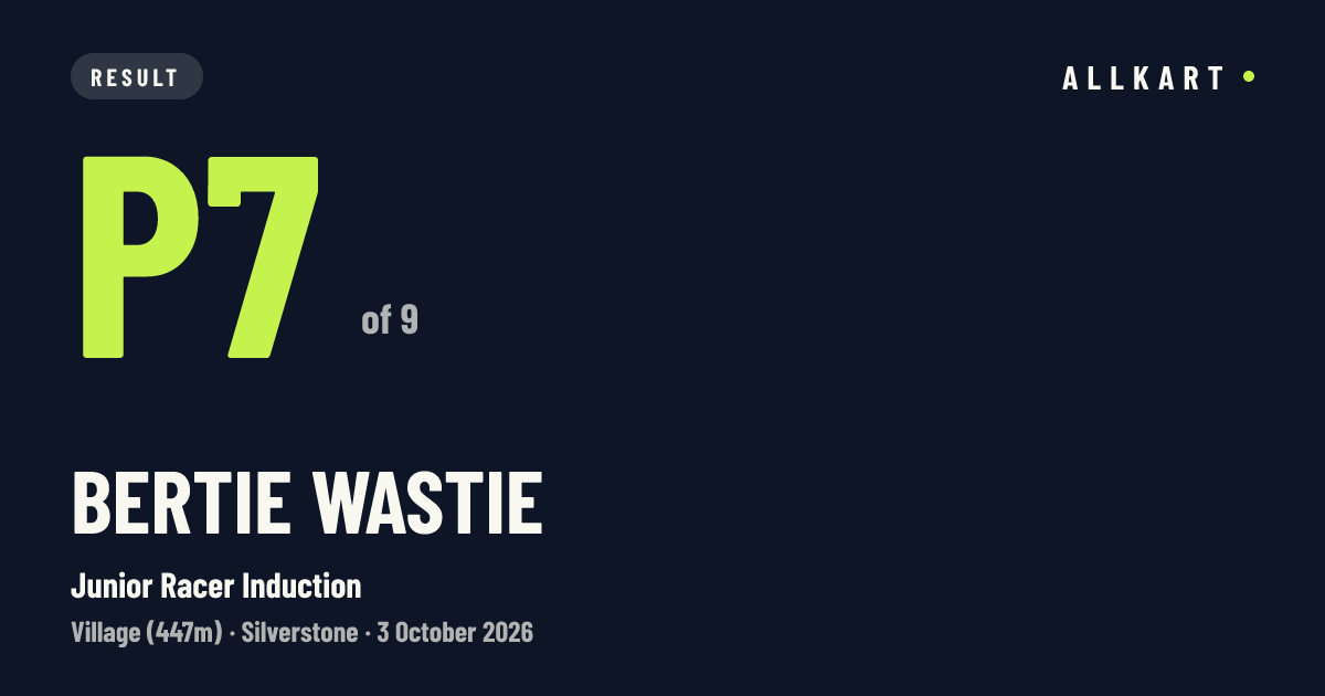 Bertie Wastie: P7 of 9 in Junior Racer Induction at Silverstone