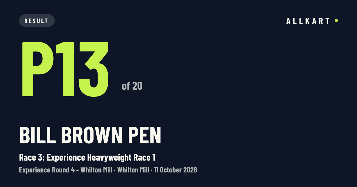 Bill Brown pen: P13 of 20 in Race 3: Experience Heavyweight Race 1 at Whilton Mill