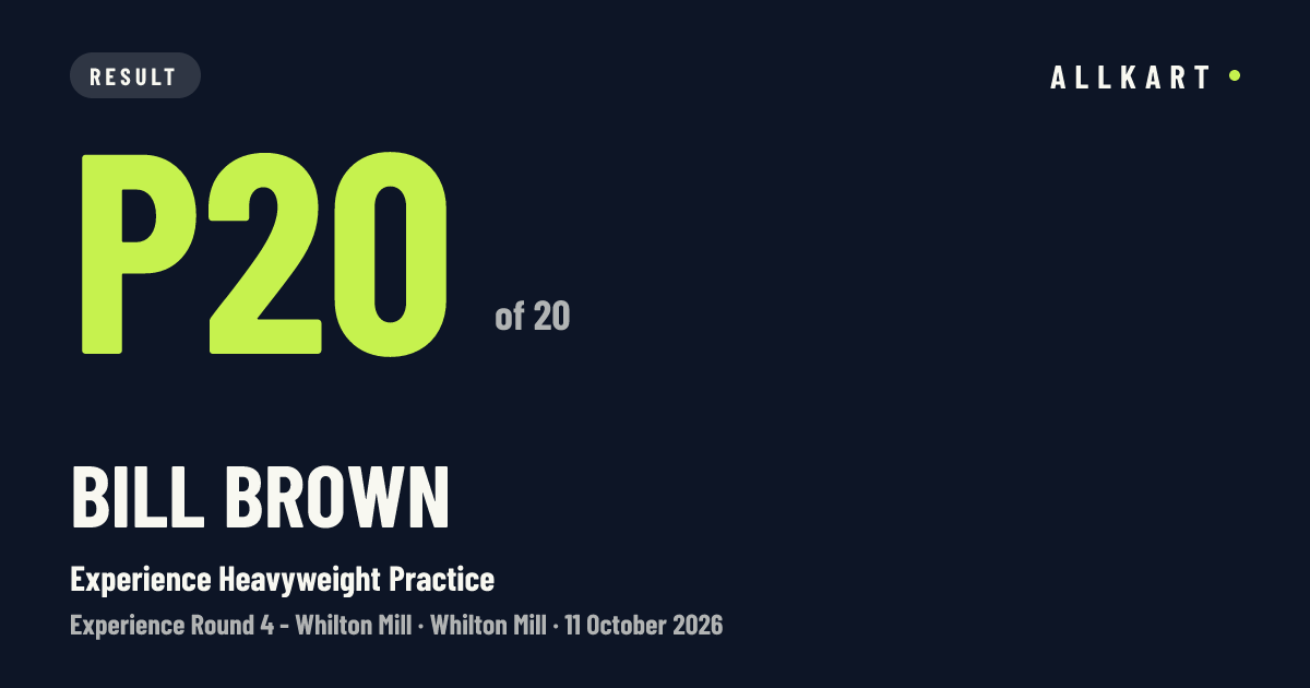 Bill Brown: P20 of 20 in Experience Heavyweight Practice at Whilton Mill