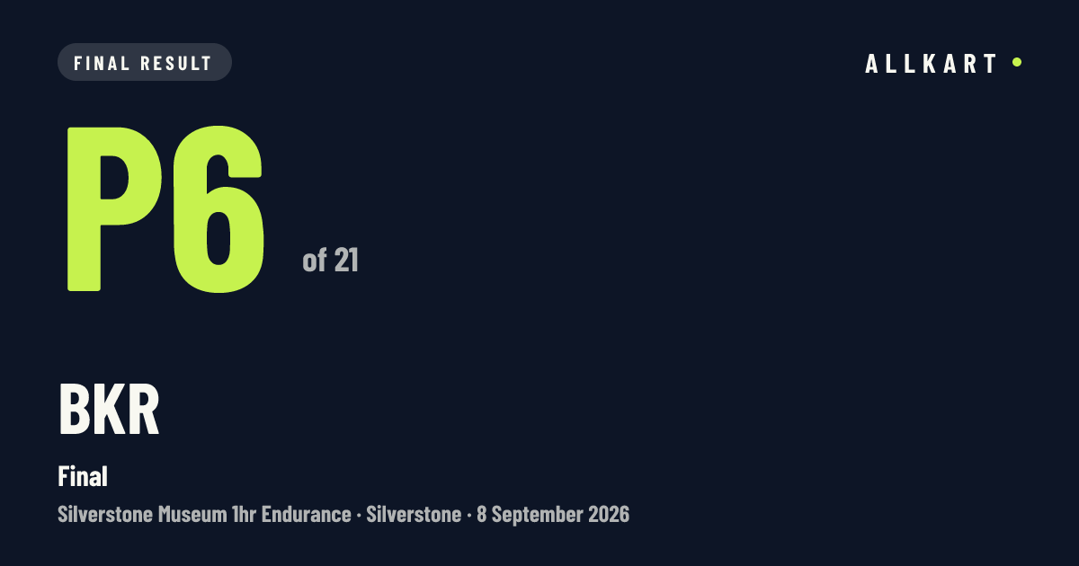 Bkr: P6 of 21 in Final at Silverstone