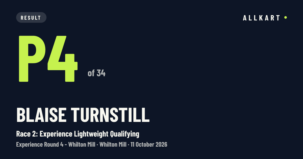 Blaise Turnstill: P4 of 34 in Race 2: Experience Lightweight Qualifying at Whilton Mill