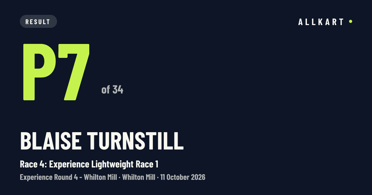 Blaise Turnstill: P7 of 34 in Race 4: Experience Lightweight Race 1 at Whilton Mill