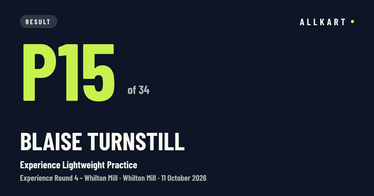 Blaise Turnstill: P15 of 34 in Experience Lightweight Practice at Whilton Mill