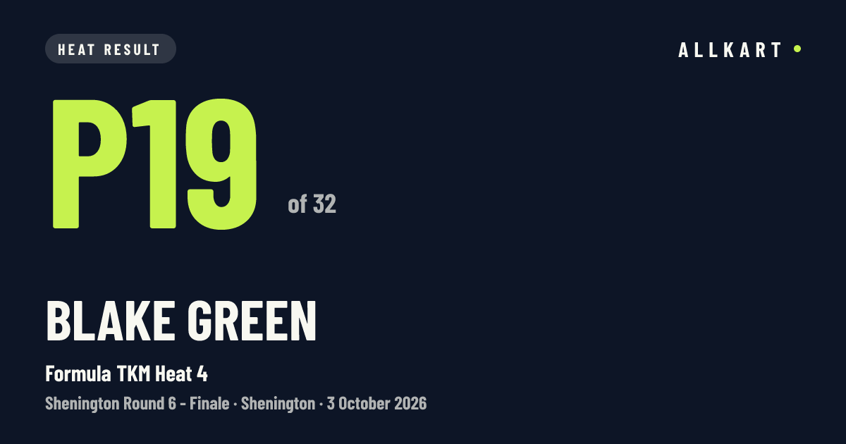 Blake Green: P19 of 32 in Formula TKM Heat 4 at Shenington