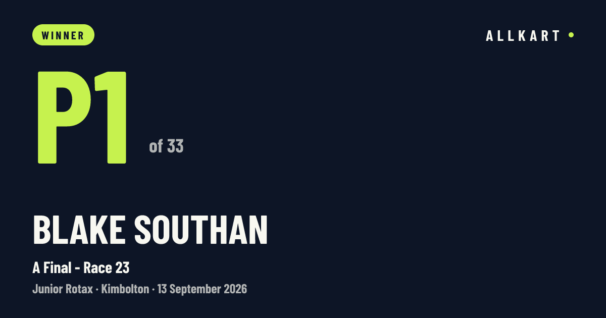 Blake SOUTHAN: P1 of 33 in A Final - Race 23 at Kimbolton