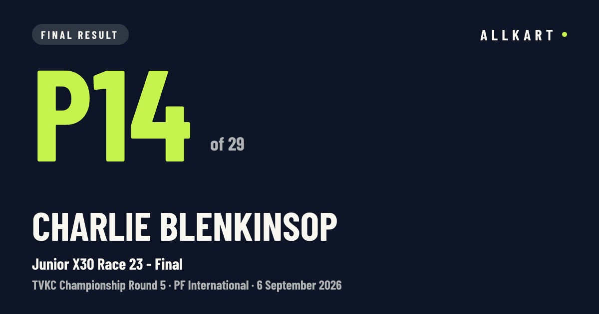 Charlie Blenkinsop: P14 of 29 in Junior X30 Race 23 - Final at PF International
