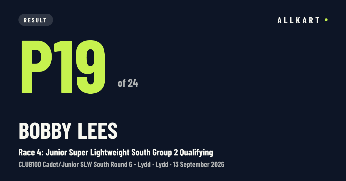 Bobby Lees: P19 of 24 in Race 4: Junior Super Lightweight South Group 2 Qualifying at Lydd