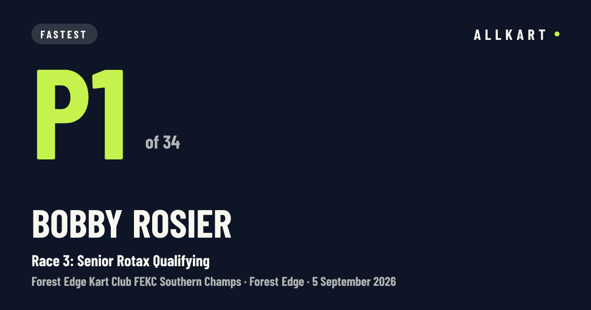 Bobby Rosier: P1 of 34 in Race 3: Senior Rotax Qualifying at Forest Edge