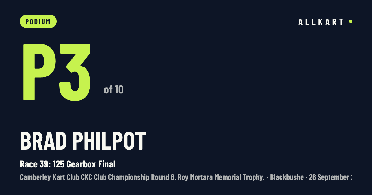Brad Philpot: P3 of 10 in Race 39: 125 Gearbox Final at Blackbushe
