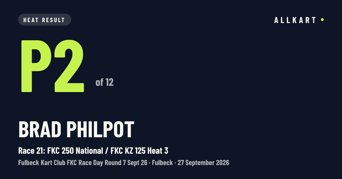 Brad Philpot: P2 of 12 in Race 21: FKC 250 National / FKC KZ 125 Heat 3 at Fulbeck