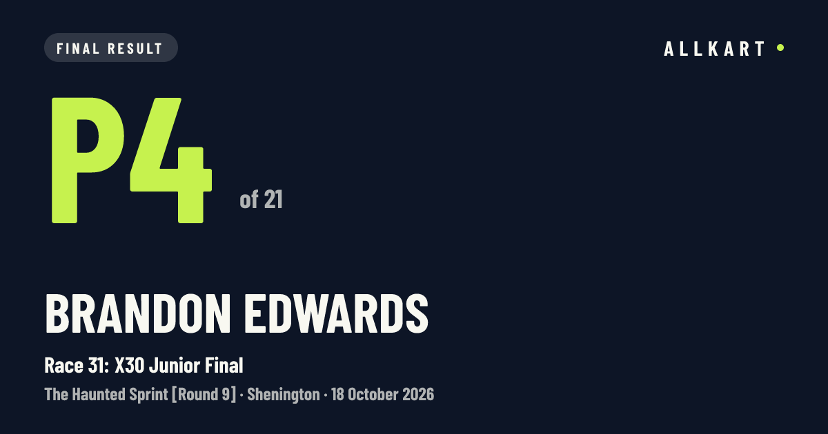 Brandon Edwards: P4 of 21 in Race 31: X30 Junior Final at Shenington