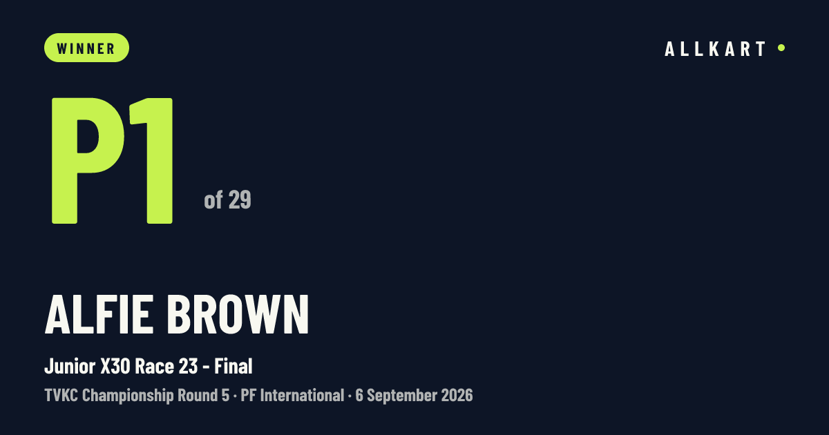 Alfie Brown: P1 of 29 in Junior X30 Race 23 - Final at PF International