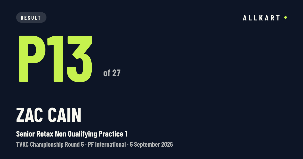 Zac Cain: P13 of 27 in Senior Rotax Non Qualifying Practice 1 at PF International