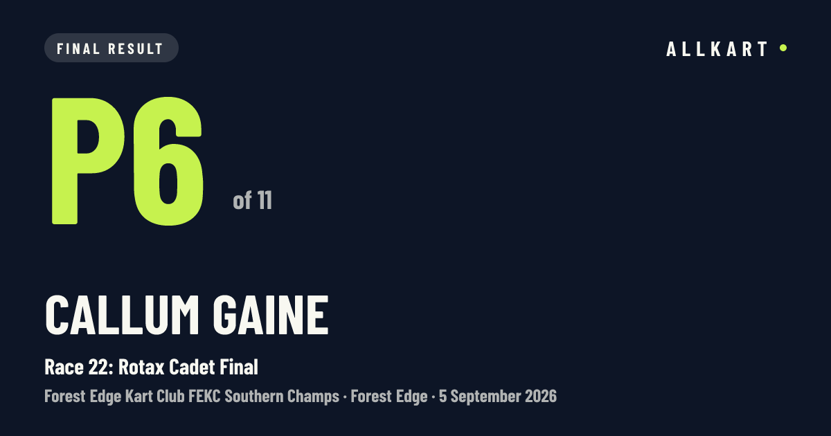 Callum Gaine: P6 of 11 in Race 22: Rotax Cadet Final at Forest Edge
