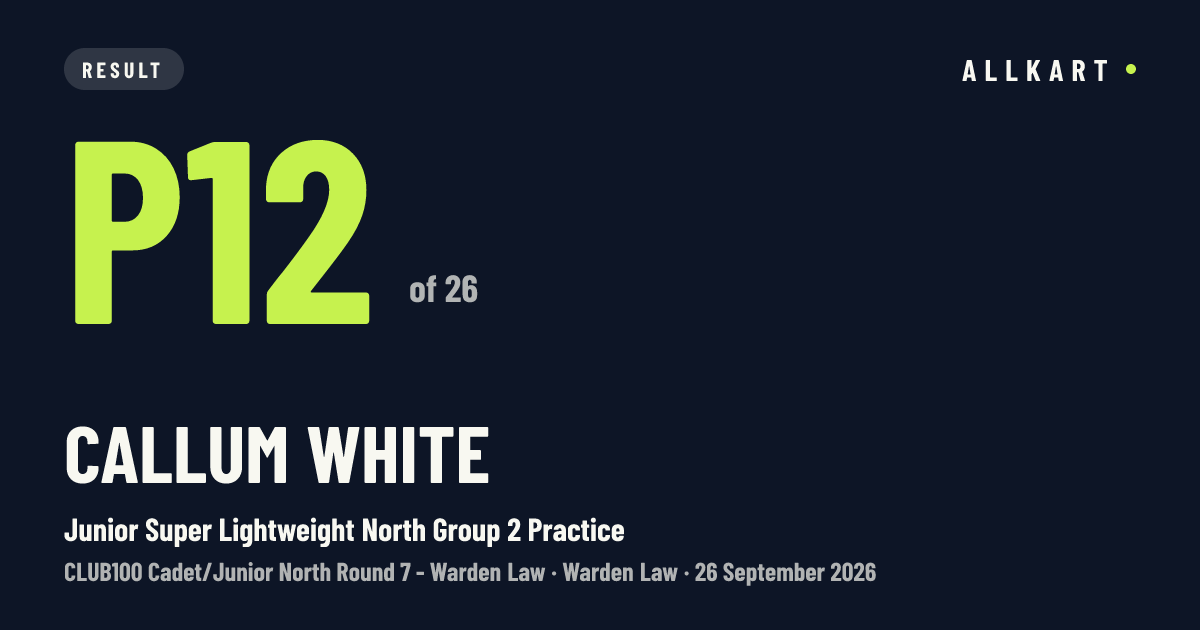 Callum White: P12 of 26 in Junior Super Lightweight North Group 2 Practice at Warden Law