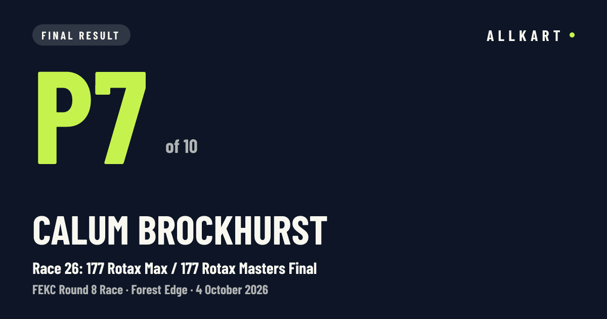 Calum Brockhurst: P7 of 10 in Race 26: 177 Rotax Max / 177 Rotax Masters Final at Forest Edge