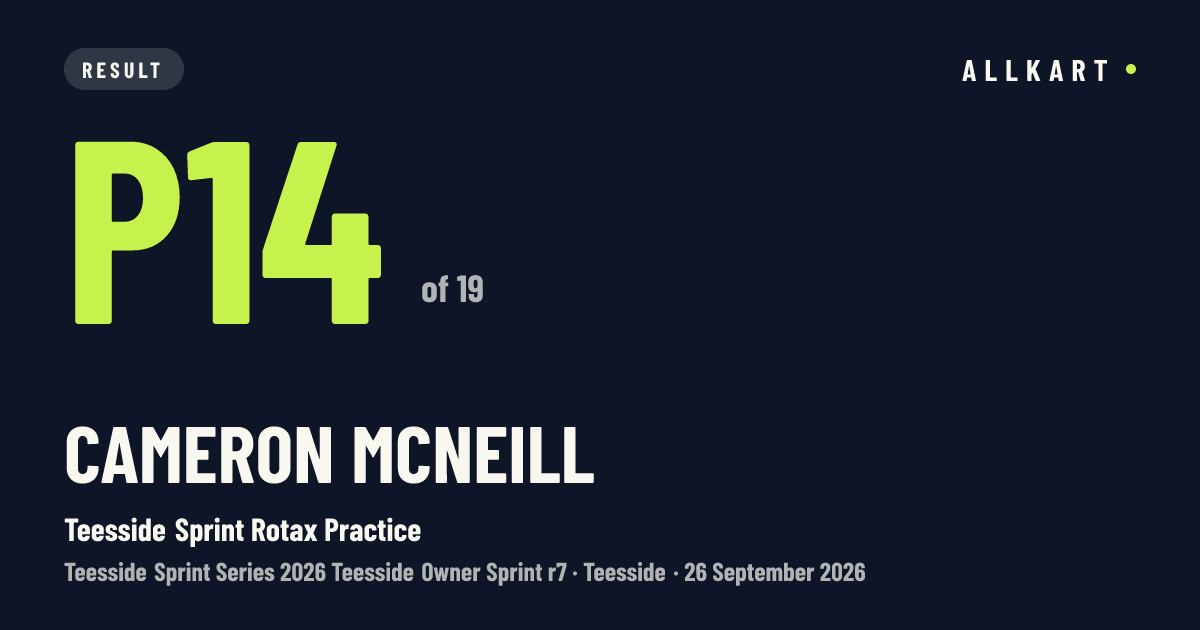 Cameron McNeill: P14 of 19 in Teesside Sprint Rotax Practice at Teesside