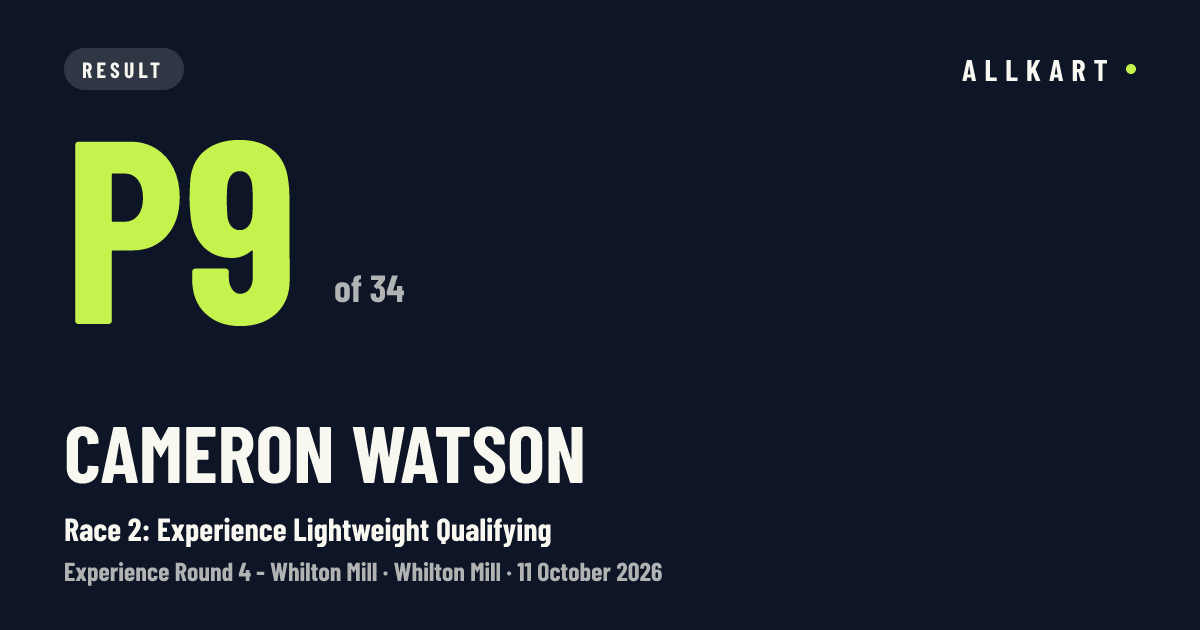 Cameron Watson: P9 of 34 in Race 2: Experience Lightweight Qualifying at Whilton Mill