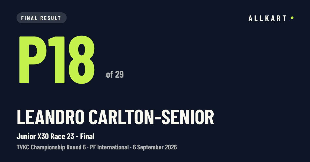 Leandro Carlton-Senior: P18 of 29 in Junior X30 Race 23 - Final at PF International