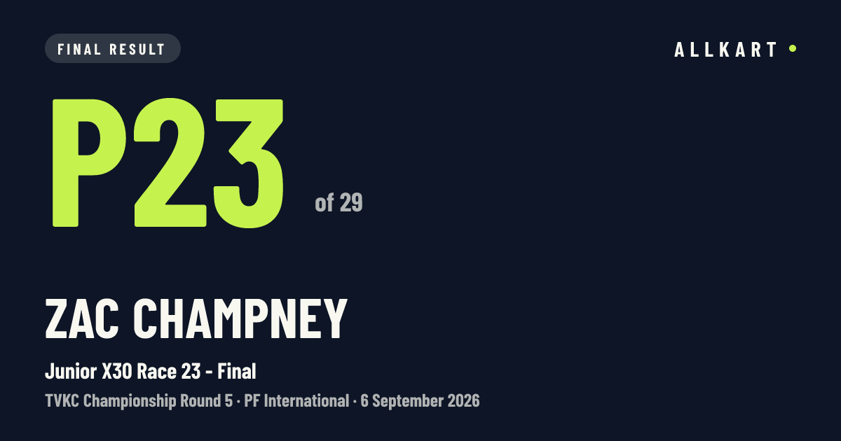 Zac Champney: P23 of 29 in Junior X30 Race 23 - Final at PF International