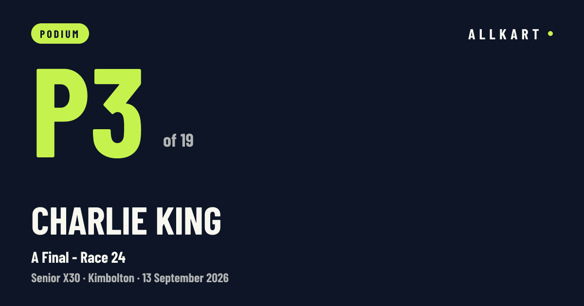 Charlie King: P3 of 19 in A Final - Race 24 at Kimbolton