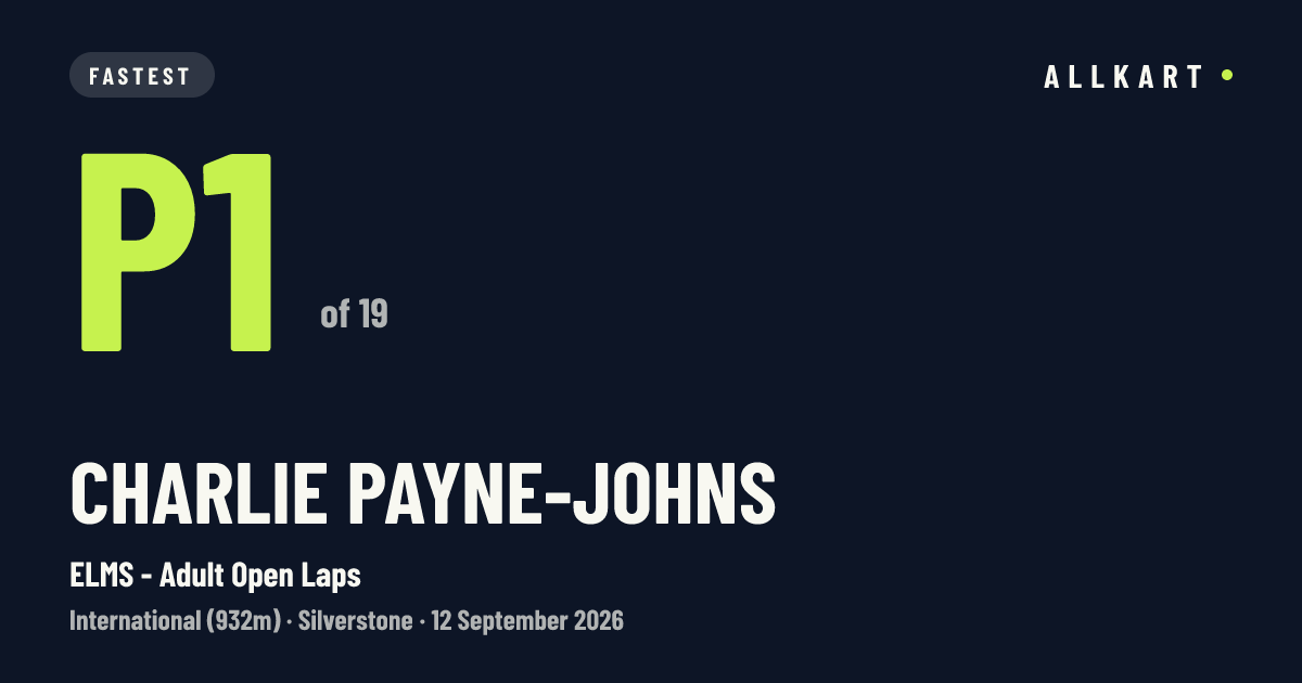 Charlie Payne-Johns: P1 of 19 in ELMS - Adult Open Laps at Silverstone