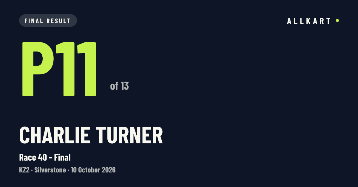 Charlie Turner: P11 of 13 in Race 40 - Final at Silverstone