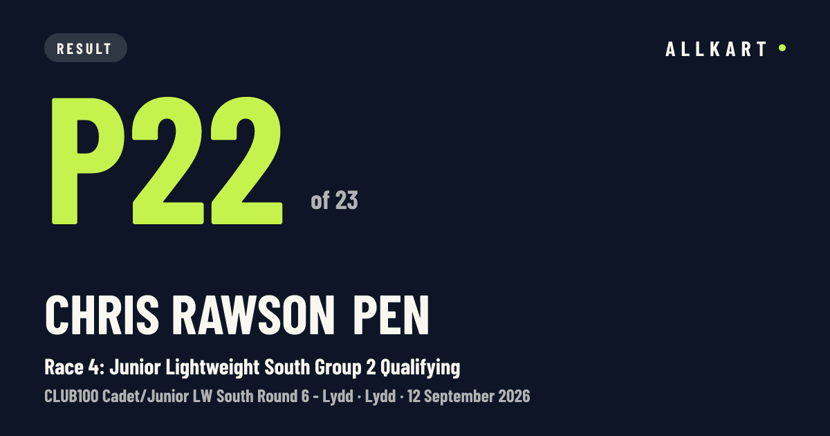Chris Rawson pen: P22 of 23 in Race 4: Junior Lightweight South Group 2 Qualifying at Lydd