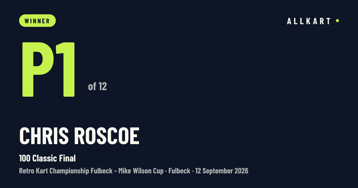 Chris Roscoe: P1 of 12 in 100 Classic Final at Fulbeck