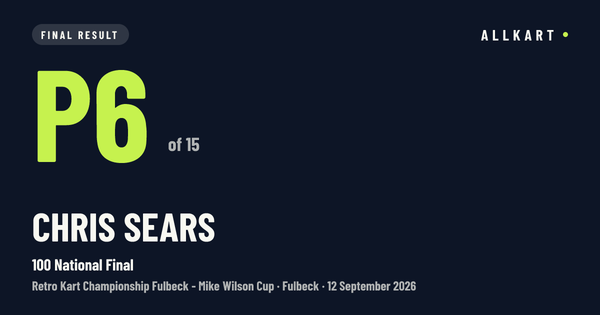 Chris Sears: P6 of 15 in 100 National Final at Fulbeck