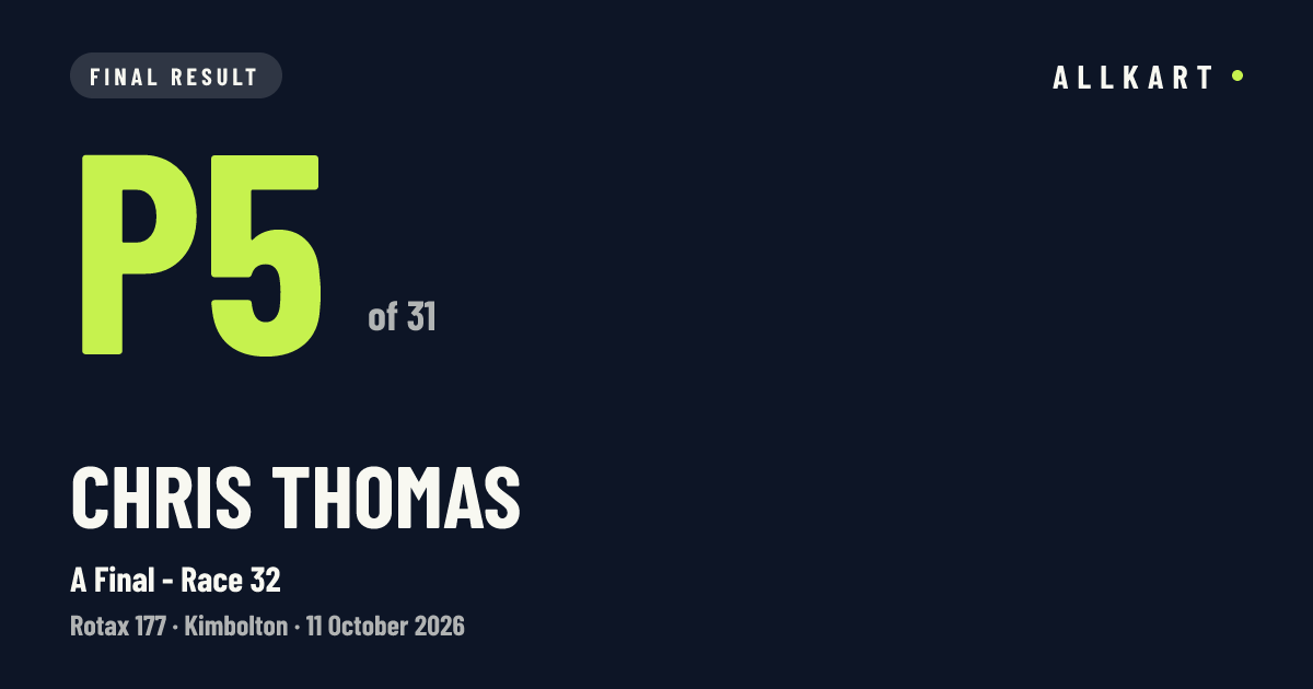 Chris THOMAS: P5 of 31 in A Final - Race 32 at Kimbolton