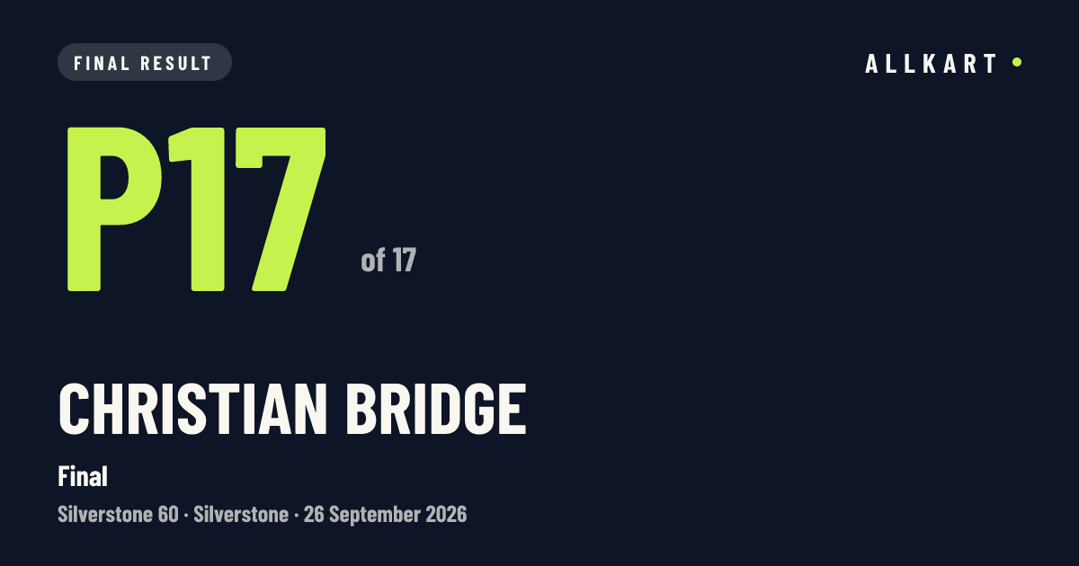 Christian Bridge: P17 of 17 in Final at Silverstone