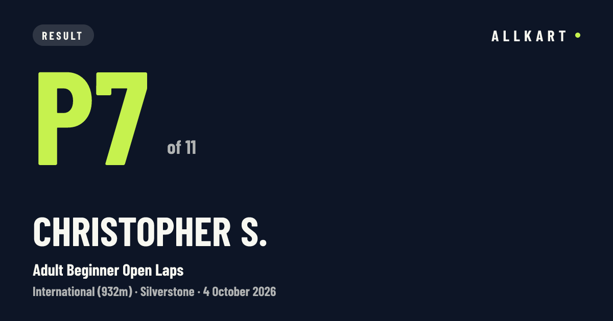 Christopher S.: P7 of 11 in Adult Beginner Open Laps at Silverstone