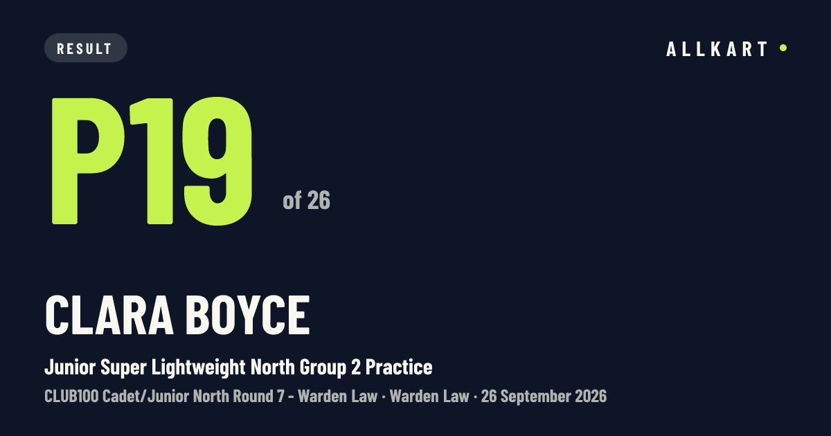 Clara Boyce: P19 of 26 in Junior Super Lightweight North Group 2 Practice at Warden Law