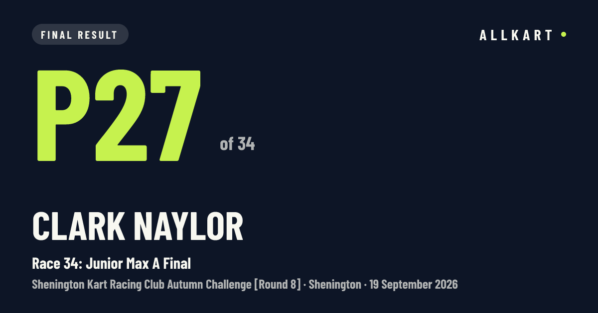 Clark Naylor: P27 of 34 in Race 34: Junior Max A Final at Shenington