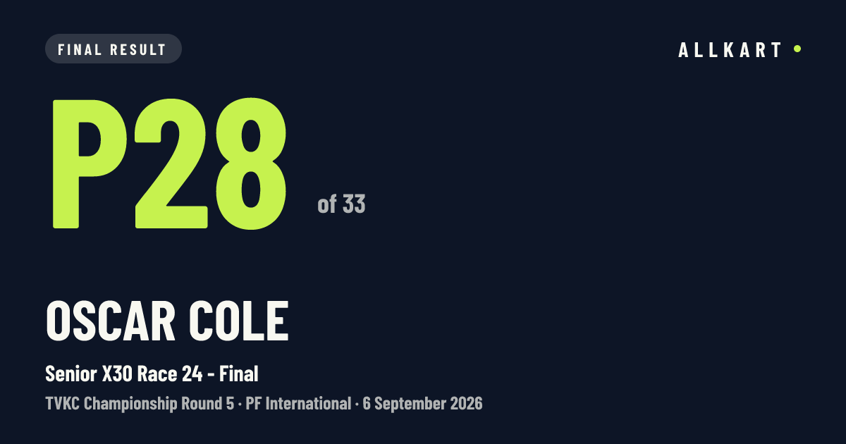 Oscar Cole: P28 of 33 in Senior X30 Race 24 - Final at PF International