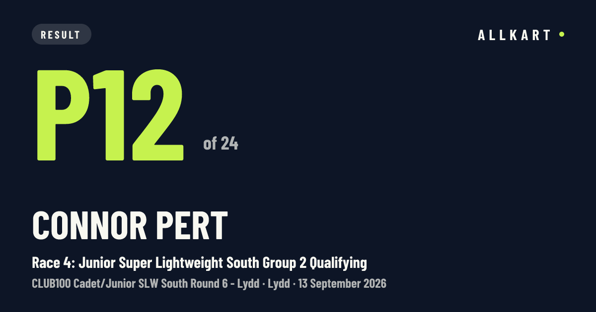 Connor Pert: P12 of 24 in Race 4: Junior Super Lightweight South Group 2 Qualifying at Lydd