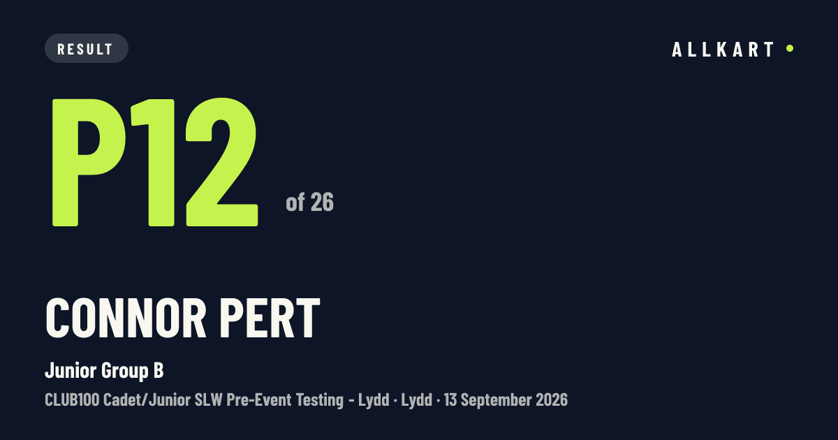 Connor Pert: P12 of 26 in Junior Group B at Lydd