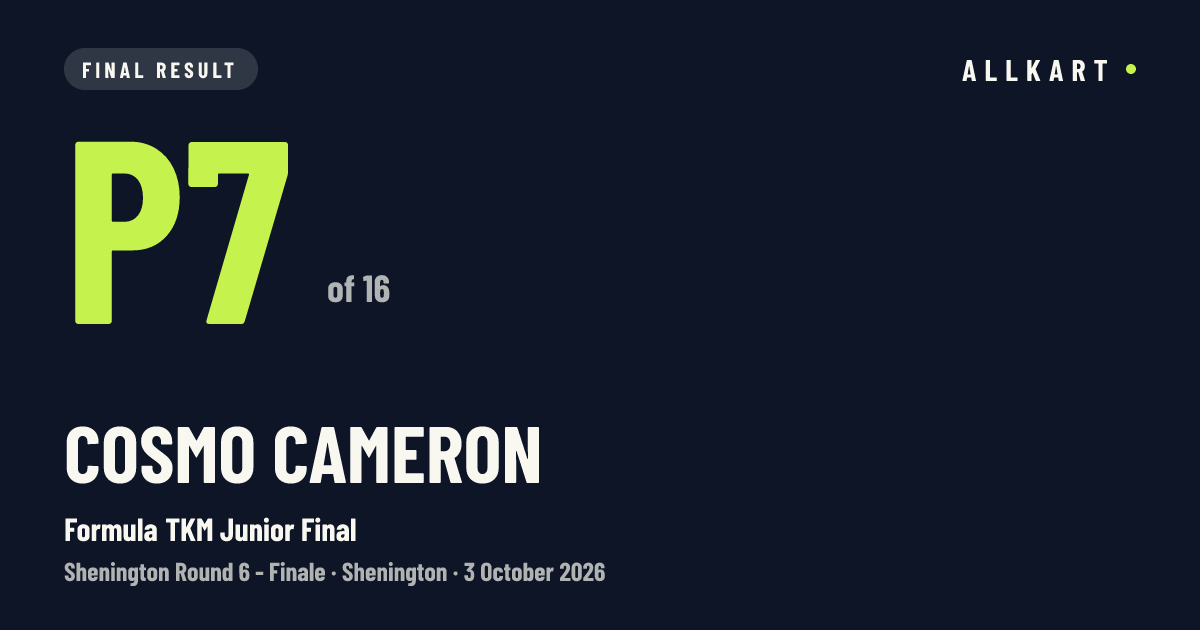 Cosmo Cameron: P7 of 16 in Formula TKM Junior Final at Shenington