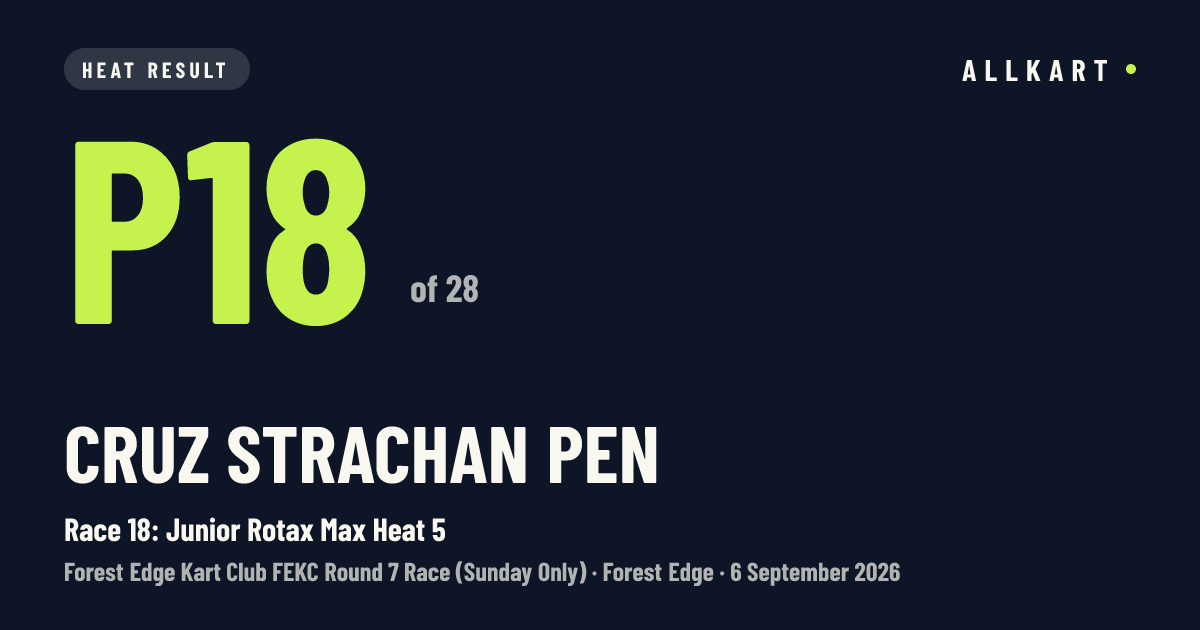 Cruz Strachan pen: P18 of 28 in Race 18: Junior Rotax Max Heat 5 at Forest Edge