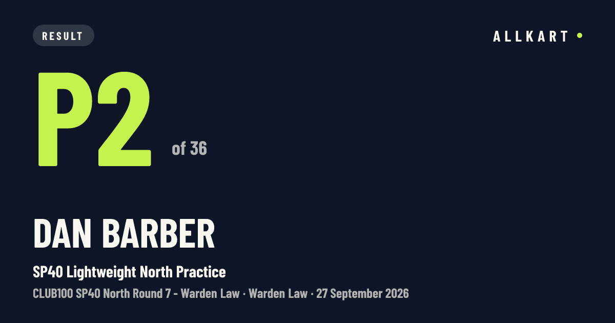 Dan Barber: P2 of 36 in SP40 Lightweight North Practice at Warden Law
