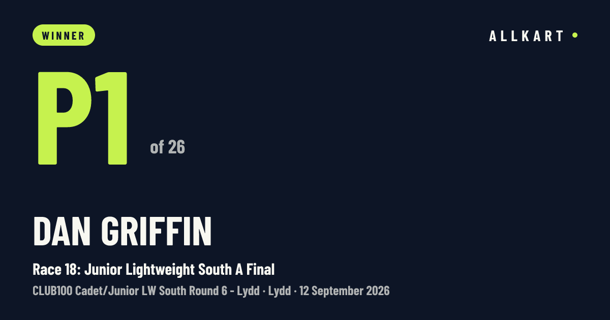 Dan Griffin: P1 of 26 in Race 18: Junior Lightweight South A Final at Lydd
