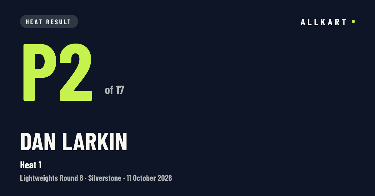 Dan Larkin: P2 of 17 in Heat 1 at Silverstone